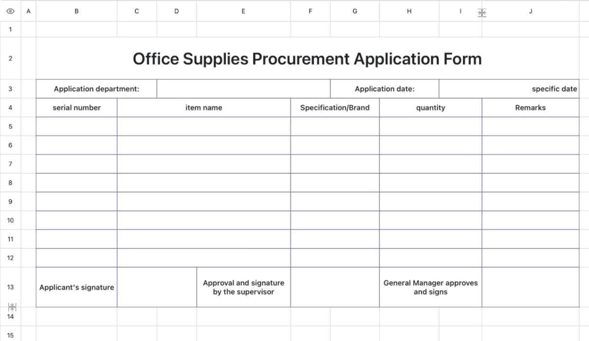 Office Supplies Procurement Application Form 1